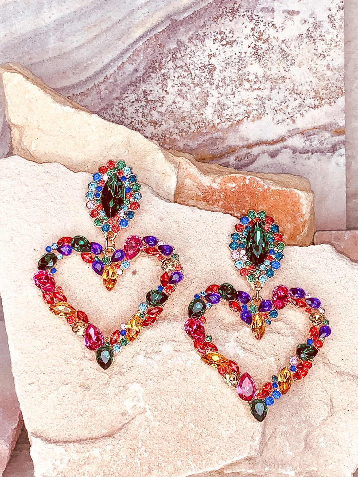 Capri Heart Earrings - Rainbow Bold