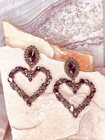 Capri Heart Earrings - Black