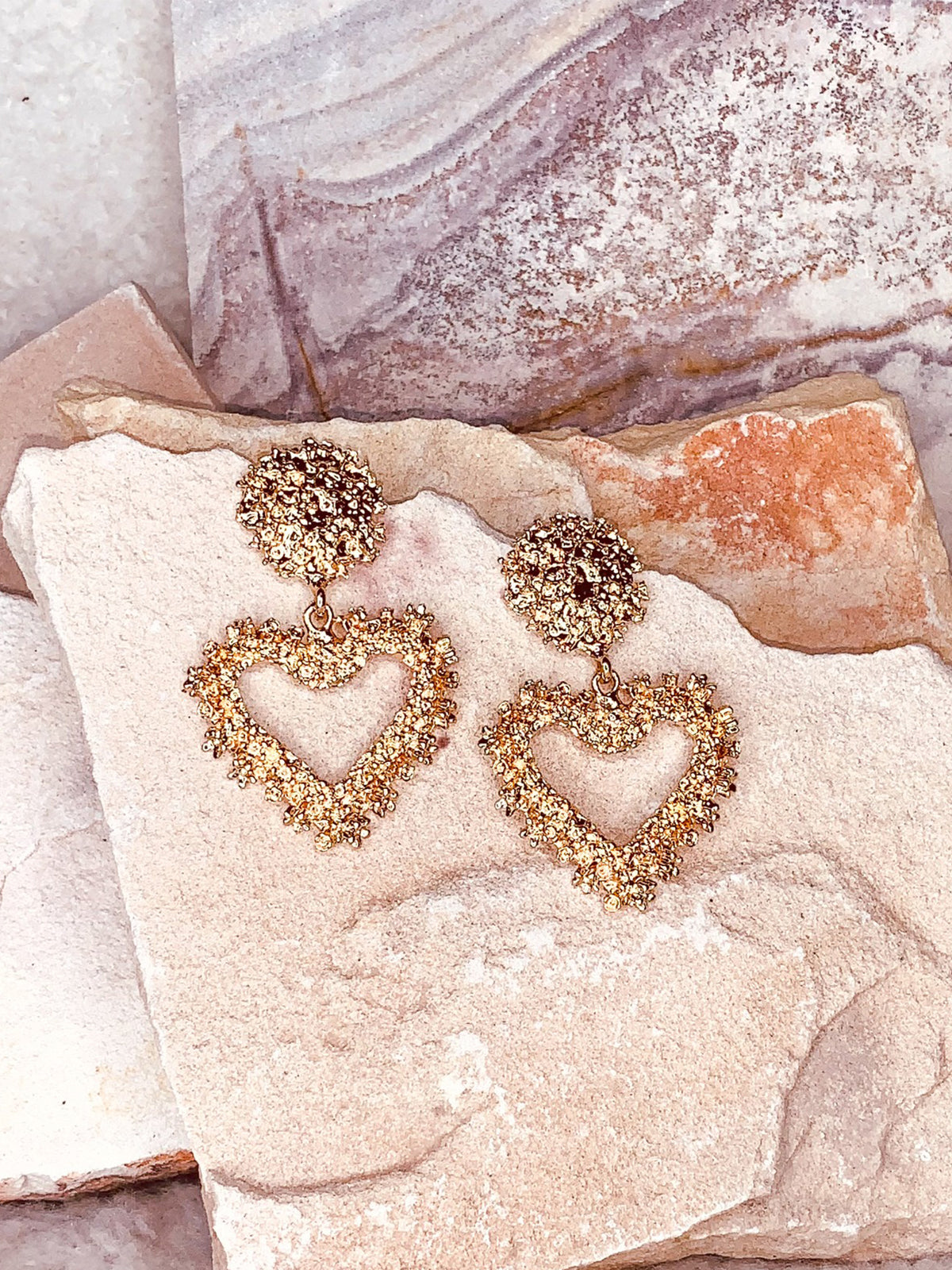 Pompeii Heart Earrings - Gold