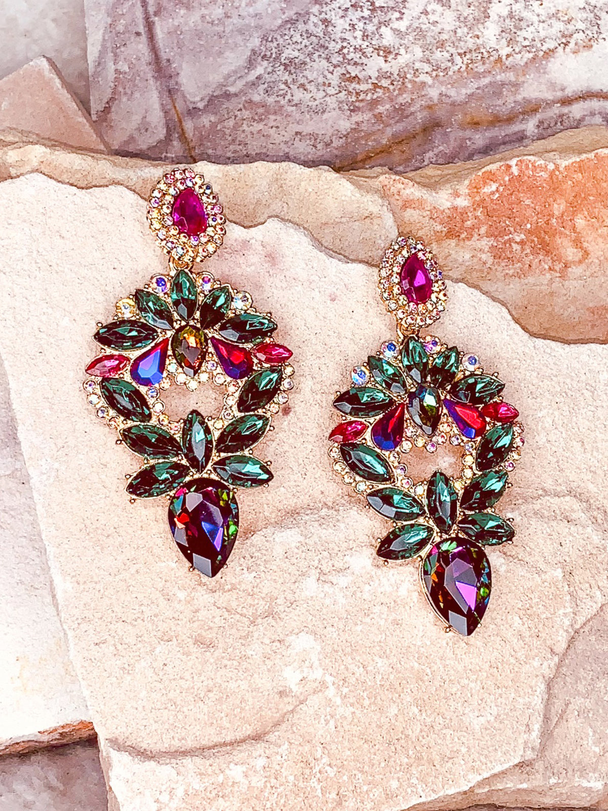 Portofino Earrings - Emerald & Magenta